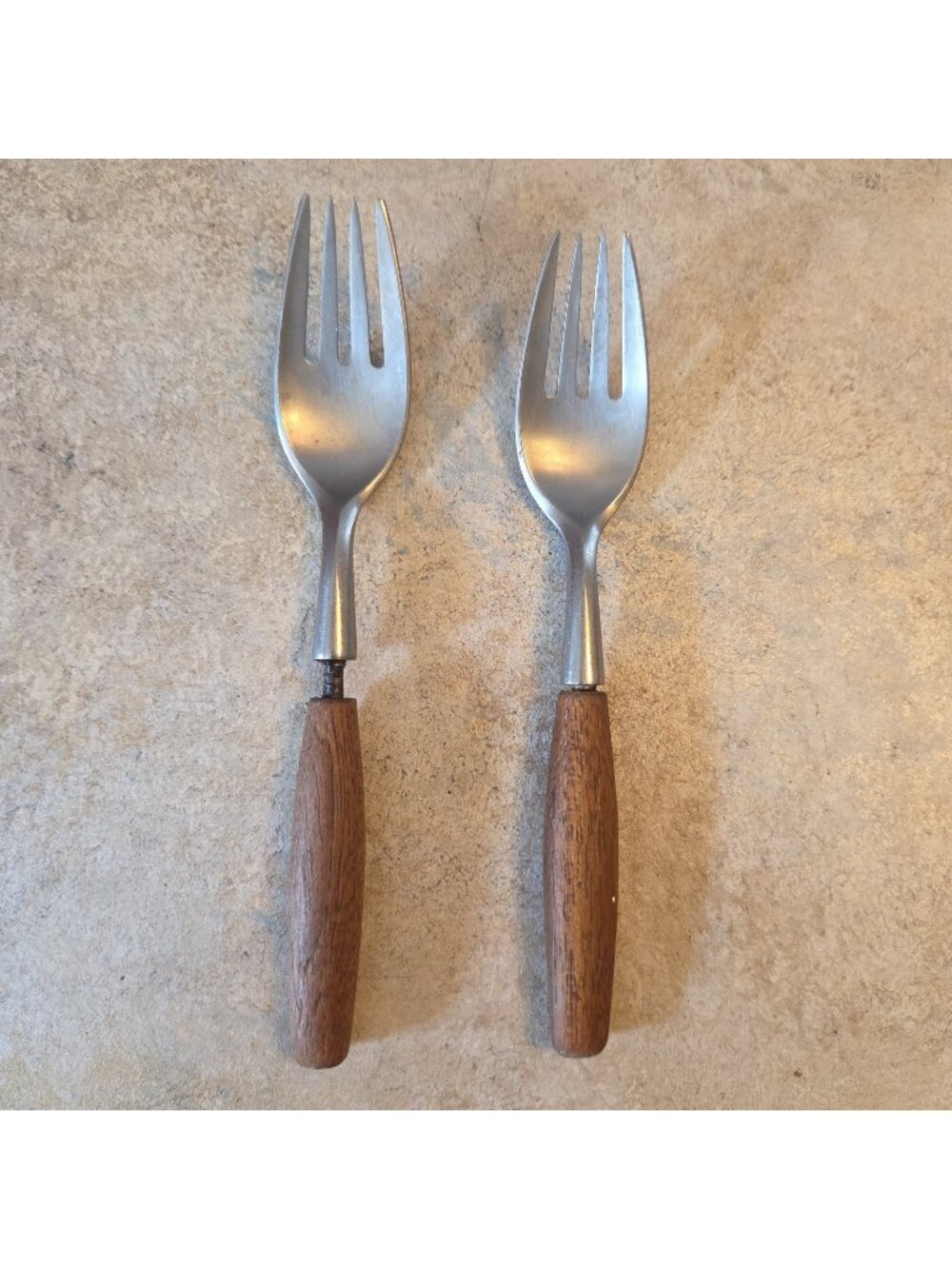 2 AS IS Separated Dansk Dinner Forks Germany Stainless Steel Teak FJORD